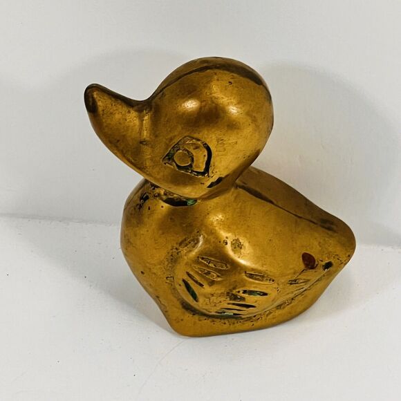 Brass Duck Baby Duckling Miniature Small Figurine Shelf Collectible Knick nack - Picture 10 of 12